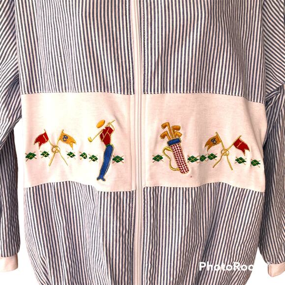 Rare Vintage Adolfo Sport Lightweight Golf Zip Up Jacket Cotton Blend Womens M - Picture 3 of 10